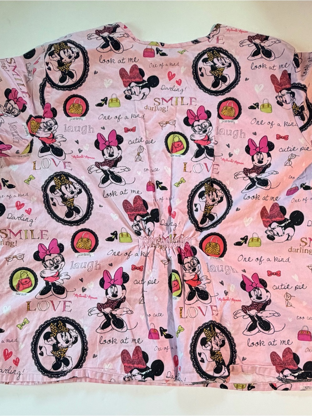Disney Pink Minnie Mouse Print Scrub Top - Picture 3 of 3